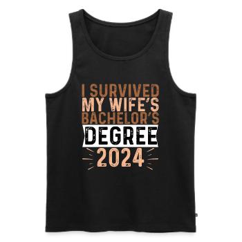 I Survived My Wife's Bachelor's Degree 2024 - Männer Premium Bio Tank Top - Schwarz - Vorne - AI Model Male 178 light (178cm)