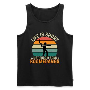 Life Is Short Just Throw Some Boomerangs - Men's Premium Organic Tank Top - black - Front - Michal (187cm)