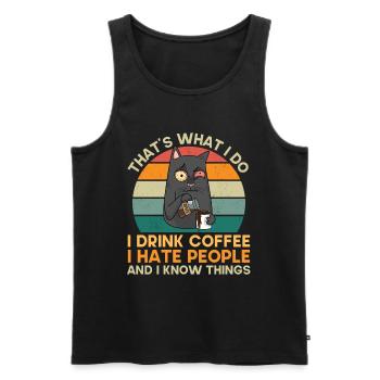 C’est ce que je fais, je bois du café, je déteste les gens - Débardeur bio Premium Homme - noir - Devant - AI Model Male 178 light (178cm)