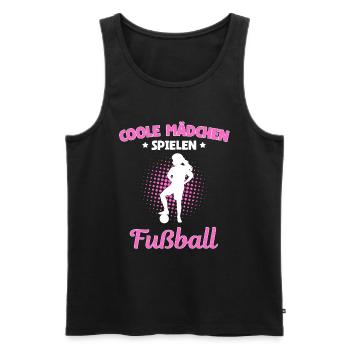 Fille cool jouant au football - Débardeur bio Premium Homme - noir - Devant - Michal (187cm)