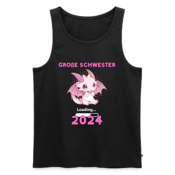 Große Schwester 2024 Loading - Männer Premium Bio Tank Top - Schwarz - Vorne - AI Model Male 178 light (178cm)