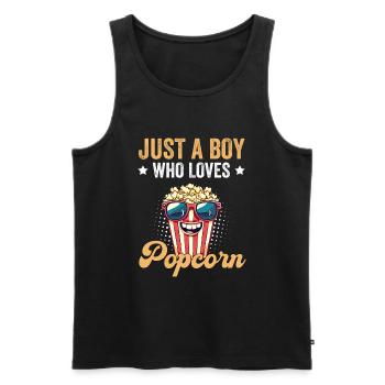 Just A Boy Who Loves Popcorn - Männer Premium Bio Tank Top - Schwarz - Vorne - AI Model Male 178 light (178cm)