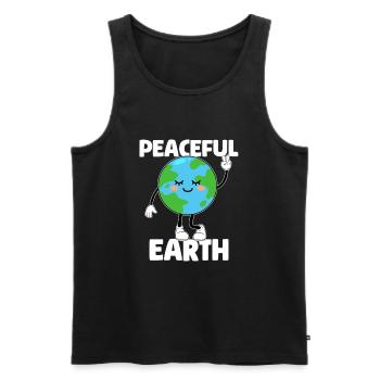 Earth Day - Peaceful Earth - Männer Premium Bio Tank Top - Schwarz - Vorne - AI Model Male 178 light (178cm)