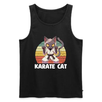 Chat de karaté - Débardeur bio Premium Homme - noir - Devant - Michal (187cm)