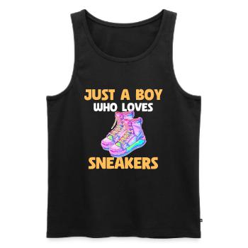Just A Boy Who Loves Sneakers - Männer Premium Bio Tank Top - Schwarz - Vorne - Michal (187cm)