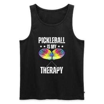 Pickleball Is My Therapy - Männer Premium Bio Tank Top - Schwarz - Vorne - Michal (187cm)