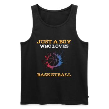 Juste un garçon qui aime le basket-ball - Débardeur bio Premium Homme - noir - Devant - Michal (187cm)