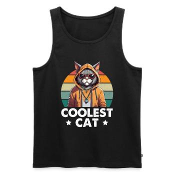 Coolest Cat - Männer Premium Bio Tank Top - Schwarz - Vorne - AI Model Male 178 light (178cm)