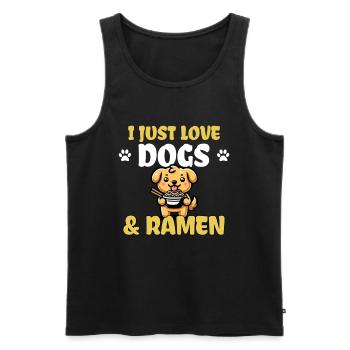J’adore les chiens et les ramen - Débardeur bio Premium Homme - noir - Devant - Michal (187cm)