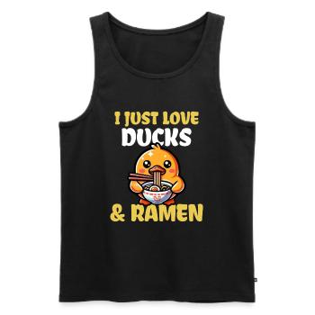 J’adore les canards et les ramen - Débardeur bio Premium Homme - noir - Devant - Michal (187cm)