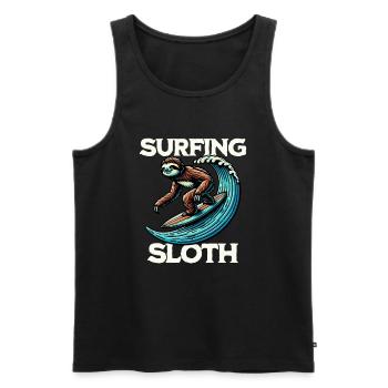 Surfing Sloth - Men's Premium Organic Tank Top - black - Front - AI Model Male 178 light (178cm)