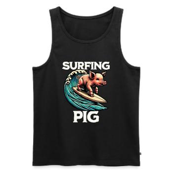 Surfing Pig - Men's Premium Organic Tank Top - black - Front - Michal (187cm)