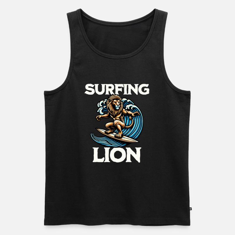 Lion de surf - Débardeur bio Premium Homme - noir