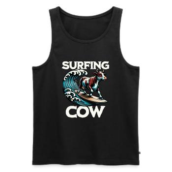 Vache surfeuse - Débardeur bio Premium Homme - noir - Devant - AI Model Male 178 light (178cm)