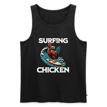 Surfing Chicken - Men's Premium Organic Tank Top - black - Front - Michal (187cm)