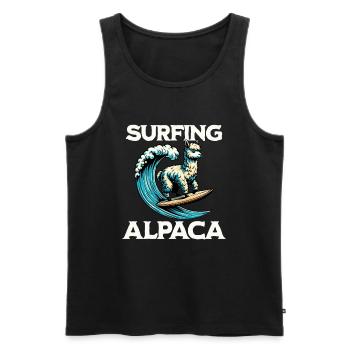 Surf Alpaga - Débardeur bio Premium Homme - noir - Devant - AI Model Male 178 light (178cm)