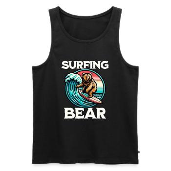 Ours surfeur - Débardeur bio Premium Homme - noir - Devant - AI Model Male 178 light (178cm)