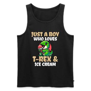 Just A Boy Who Loves T-Rex And Ice Cream - Men's Premium Organic Tank Top - black - Front - Michal (187cm)