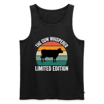 The Cow Whisperer - Men's Premium Organic Tank Top - black - Front - AI Model Male 178 light (178cm)