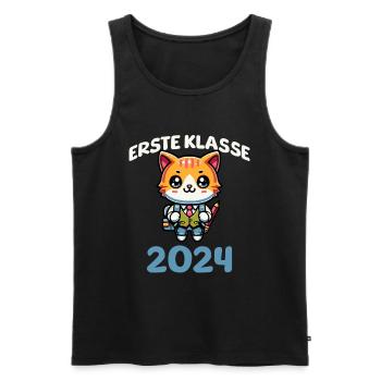 Erste Klasse 2024 - Männer Premium Bio Tank Top - Schwarz - Vorne - AI Model Male 178 light (178cm)