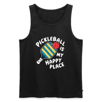 Pickleball Is My Happy Place - Männer Premium Bio Tank Top - Schwarz - Vorne - Michal (187cm)