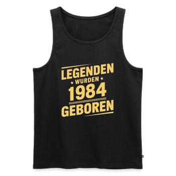 Des légendes sont nées en 1984 - Débardeur bio Premium Homme - noir - Devant - AI Model Male 178 light (178cm)