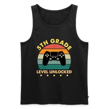 5th Grade Level Unlocked Vintage Sunset - Men's Premium Organic Tank Top - black - Front - Michal (187cm)