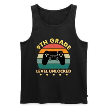 9th Grade Level Unlocked Vintage Sunset - Männer Premium Bio Tank Top - Schwarz - Vorne - Michal (187cm)