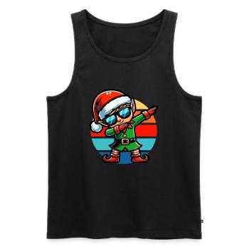Dabbing Noël Elfe Vintage Coucher de soleil - Débardeur bio Premium Homme - noir - Devant - Michal (187cm)