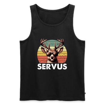 Servus Vintage Sunset - Volksfest - Männer Premium Bio Tank Top - Schwarz - Vorne - AI Model Male 178 light (178cm)