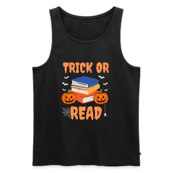 Trick Or Read - Men's Premium Organic Tank Top - black - Front - AI Model Male 178 light (178cm)