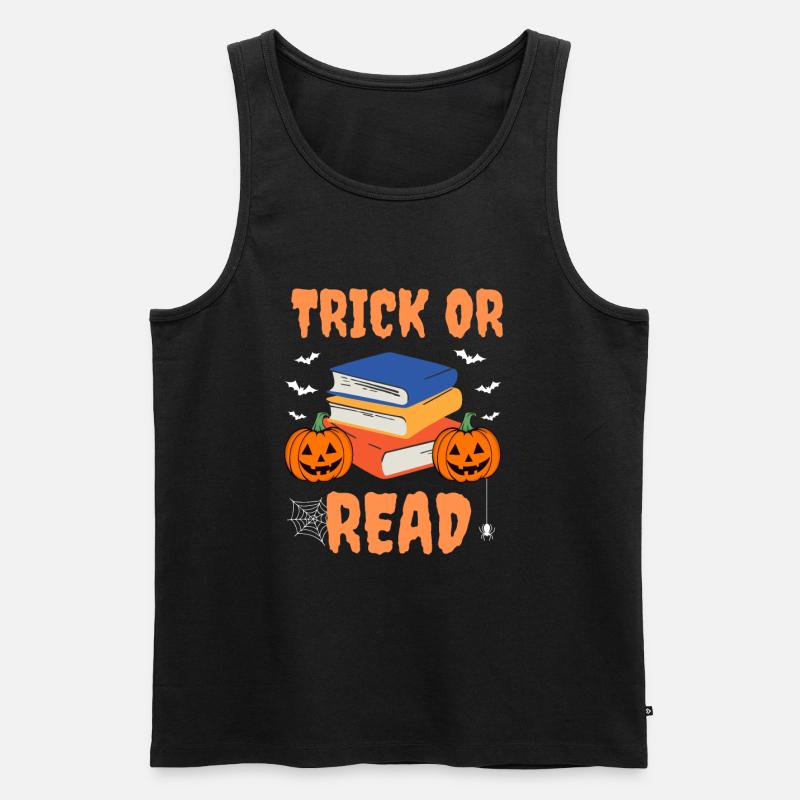 Trick Or Read - Männer Premium Bio Tank Top - Schwarz