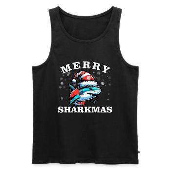 Merry Sharkmas - Noël - Débardeur bio Premium Homme - noir - Devant - Michal (187cm)