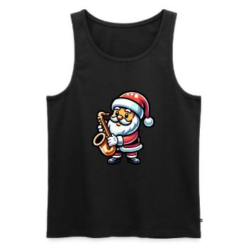 Le Père Noël joue du saxophone - Débardeur bio Premium Homme - noir - Devant - AI Model Male 178 light (178cm)