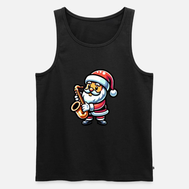 Weihnachtsmann Spielt Saxophon - Männer Premium Bio Tank Top - Schwarz