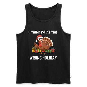 I Think I'm At The Wrong Holiday - Christmas - Men's Premium Organic Tank Top - black - Front - AI Model Male 178 light (178cm)