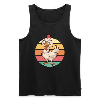 Cool Dessin Animé Poulet Vintage Coucher de soleil - Débardeur bio Premium Homme - noir - Devant - Michal (187cm)