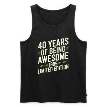 40 ans d’être génial 1985 Édition limitée - Débardeur bio Premium Homme - noir - Devant - AI Model Male 178 light (178cm)