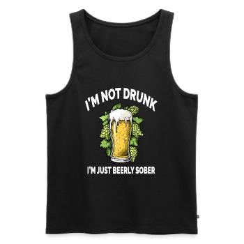 Lusitges Beer I'm Not Drunk Just Beerly Sober - Men's Premium Organic Tank Top - black - Front - AI Model Male 178 light (178cm)