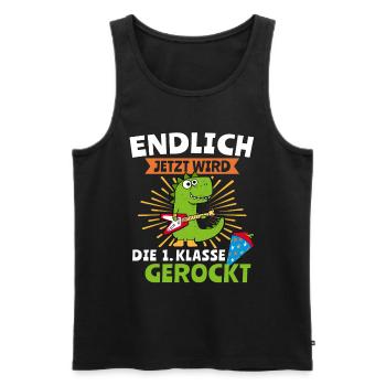 Einschulung Erster Schultag Dinosaurier 1. Klasse - Männer Premium Bio Tank Top - Schwarz - Vorne - Michal (187cm)