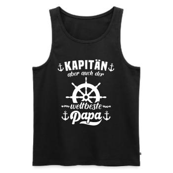 Kapitän Papa Steuerrad Boot Segeln - Männer Premium Bio Tank Top - Schwarz - Vorne - Michal (187cm)