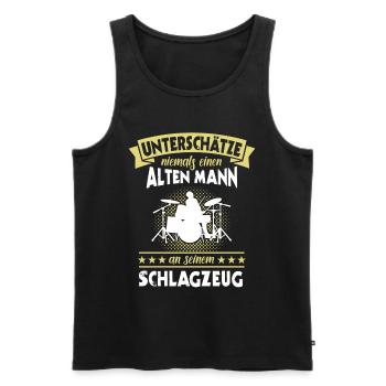 Schlagzeug Sprüche Drummer Schlagzeuger Mann - Männer Premium Bio Tank Top - Schwarz - Vorne - AI Model Male 178 light (178cm)