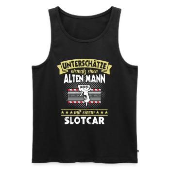 Slotcars Slotcar Sprüche unterschätze Slotracing - Männer Premium Bio Tank Top - Schwarz - Vorne - Michal (187cm)