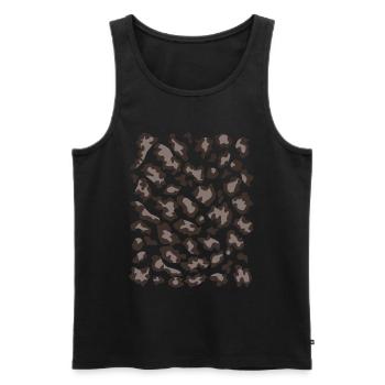 Motif léopard des neiges sombre - Débardeur bio Premium Homme - noir - Devant - AI Model Male 178 light (178cm)