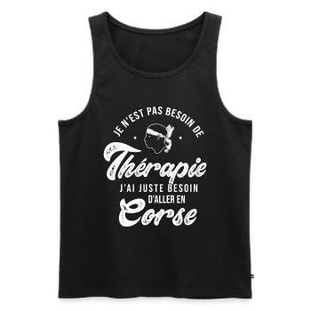 Corse thérapie Humour souvenir de Corse - Débardeur bio Premium Homme - noir - Devant - Michal (187cm)