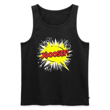 Josef Name Funny Speech Bubble Jooosef! - Men's Premium Organic Tank Top - black - Front - AI Model Male 178 light (178cm)