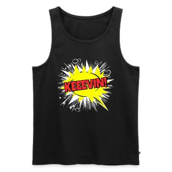 Kevin Nom Funny Speech Bubble Keeevin ! - Débardeur bio Premium Homme - noir - Devant - AI Model Male 178 light (178cm)