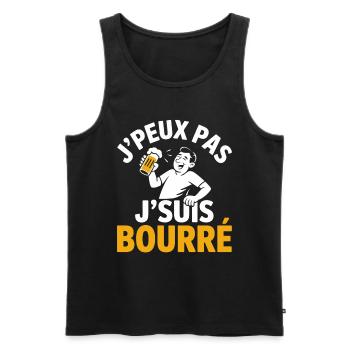J'Peux Pas J'Suis Bourré Apéro Humour - Débardeur bio Premium Homme - noir - Devant - Michal (187cm)