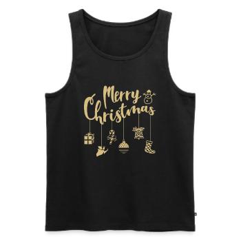 Weihnachten Ornamente Dekoration Frohe Weihnachten - Männer Premium Bio Tank Top - Schwarz - Vorne - Michal (187cm)