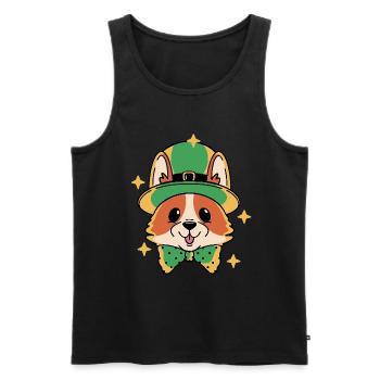 Leprechaun Lucky Corgi - Men's Premium Organic Tank Top - black - Front - Michal (187cm)